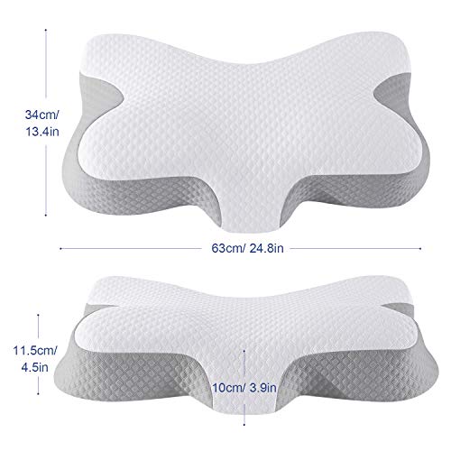 KUVOCA Almohada Viscoelastica Almohada Cervical con Memoria de Forma Almohadas Ortopedica Diseño Ergonómico para Dormir de Lado, Aliviar de Dolor del Cuello y Hombro, Almohada para Durmiente Lateral