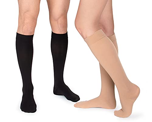 Kuzimua 6 Pares Calcetines/ Medias de Compresión para Hombres y Mujeres, Running, Deporte, Correr, Senderismo, Volar, Viajar, Varicosas, Embarazo y Médicos (Marrón, m)