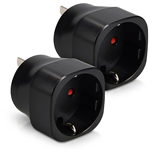 kwmobile 2X Adaptador de Viaje para Australia Tipo I - Adaptadores de Enchufe schuko - Conector para enchufes de Argentina Nueva Zelanda China - Negro