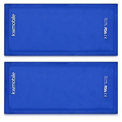 kwmobile 2x Compresa de gel frío y calor - Juego universal reutilizable - Pads de gel frío y caliente - Bandas de 28 x 13 x 1 CM - Bolsitas en azul