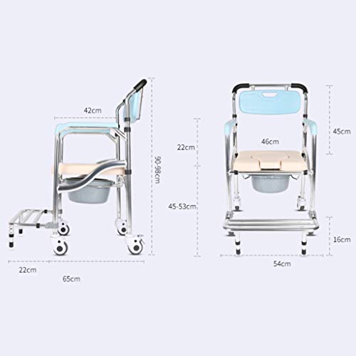 KYSZD-Cómodas Silla de Inodoro de Ducha de Altura Ajustable médica, Mesita de Noche con Ruedas, Frenos bloqueables, para Personas Mayores, discapacitadas