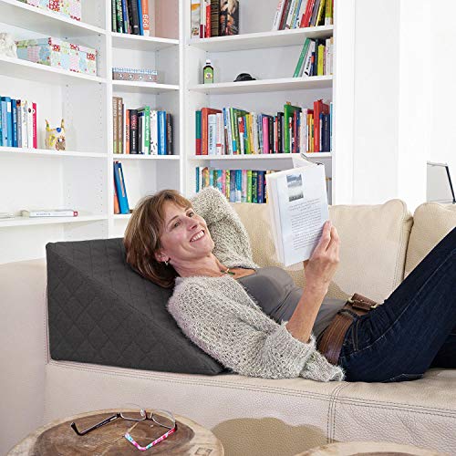 La Almohada Tipo Cuña Fantástica - para Su Sala De Estar o Su Recamara, Almohada para Leer con Un Sentado Relajado Diseño De Moda (Antracita)