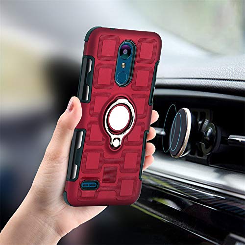 Labanema LG K8 2018 / K9 2018 Funda, 360 Rotating Ring Grip Stand Holder Capa TPU + PC Shockproof Anti-rasguños teléfono Caso protección Cáscara Cover para LG K8 2018 / K9 2018 - Rojo