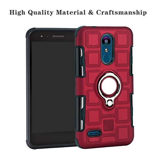 Labanema LG K8 2018 / K9 2018 Funda, 360 Rotating Ring Grip Stand Holder Capa TPU + PC Shockproof Anti-rasguños teléfono Caso protección Cáscara Cover para LG K8 2018 / K9 2018 - Rojo