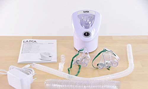 Laica MD6026 Inhalador-Nebulizador de ultrasonidos poco ruidoso, optimo para niños, fácil de usar, desconexión autmática, incluye transformador para la toda de red