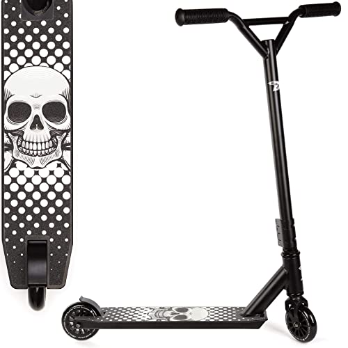 Land Surfer- Patinete de trucos y saltos, Negro / Calavera