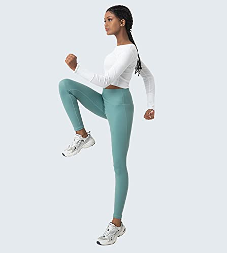 LAPASA Leggins Mujer Cintura Alta, Pantalón Deportivo Elástico, Mallas de Deporte Yoga, Leggings Largo Push Up L01A1 XS Verde