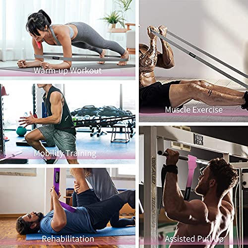 Larga Tela Bandas Elasticas Musculacion, 4pcs Pull Up Bandas de Resistencia Kit para Hombres/Mujeres, Cintas Gomas Elasticas Musculacion para Ejercicio, Pilate, Yoga, Gimnasio, Casa, Fitness, Crossfit