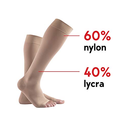 Lauma Medical, Medias de Compresión Hasta la Rodilla, con Punta Abierta para Mujeres y Hombres, Calcetines de Compresión Largos de 23-32 mmHg, Clase 2.