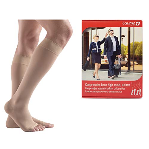 Lauma Medical, Medias de Compresión Hasta la Rodilla, con Punta Abierta para Mujeres y Hombres, Calcetines de Compresión Largos de 23-32 mmHg, Clase 2.