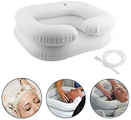 Lavabo inflable portátil para lavar el cabello, lavadero inflable, lavar el cabello en la cama para personas postradas en cama, discapacitados, ancianos, embarazadas, discapacitados