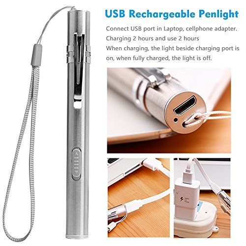 LEAGY Lumières de stylo pour les infirmières Lampe de poche rechargeable par USB Lampes de poche 2 lampes blanches pour étudiants en médecine