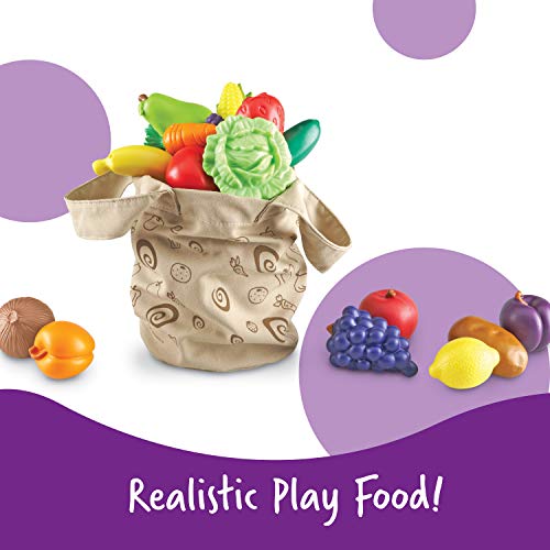 Learning Resources- Bolsa de la Compra con Frutas y Verduras recién recolectadas New Sprouts, Color (LER9722)