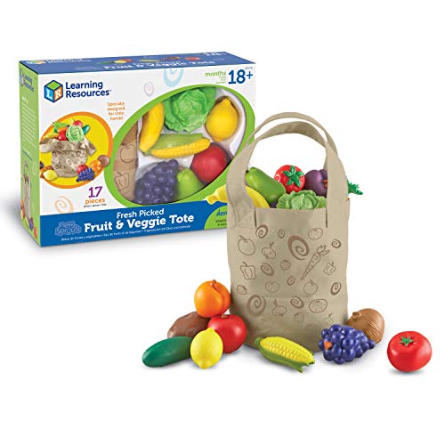 Learning Resources- Bolsa de la Compra con Frutas y Verduras recién recolectadas New Sprouts, Color (LER9722)