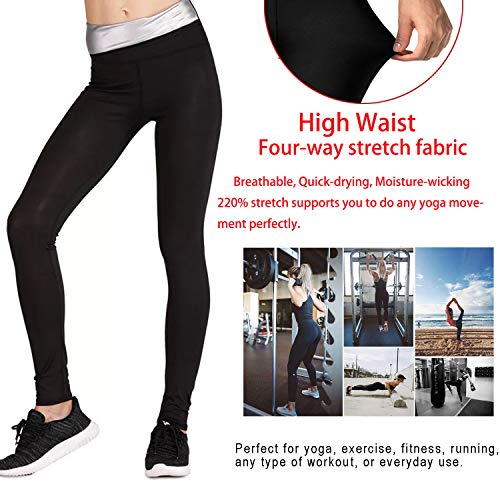 Leggins de Sudoracion Adelgazantes Mujer Fitness NANOTECNOLOGÍA, Leggins Anticeluliticos Push Up Cintura Alta, Mallas Reductoras, Pantalones Compresion Termicos Sauna, Deporte Yoga Running (M,Negro)