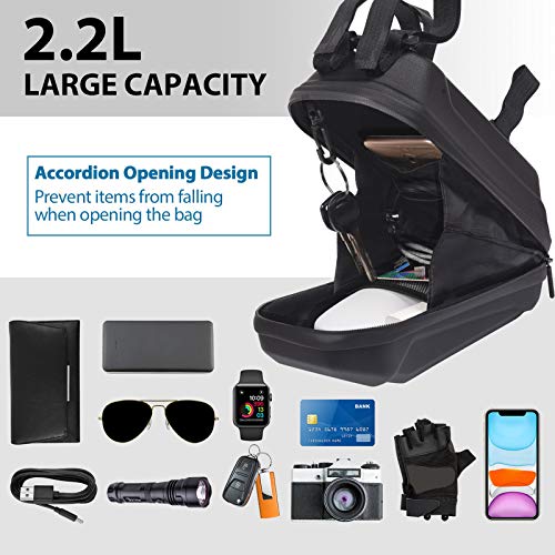 LEMEGO Bolsa de Scooter Eléctrico, Soporte Impermeable EVA Concha Manillar Scooter Eléctrico de Gran Capacidad 2.2L Bolsa de Tubo Frontal y Cubierta de Lluvia para Xiaomi M365 Segway Ninebot ES1/2/3/4