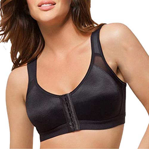 Lenfesh Nuevo Tallas Grandes Sin Aros Cómodo Deportes Transpirables Yoga Hebilla Frontal Sujetadores Mujeres Corrector de Postura de Alto Impacto Levante el Sujetador Ropa Interior