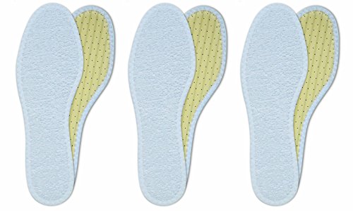 Lenzen 3 Pares de Plantillas de Rizo de Algodón I Usar sin Calcetínes I Suelas Lavables à Mano I Carbón Activo, Antiolor (36)