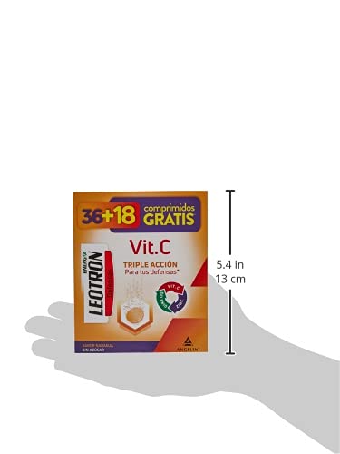 LEOTRON Vitamina C 36+18 comprimidos efervescentes - Complemento alimenticio con vitamina C, zinc y selenio con edulcorantes