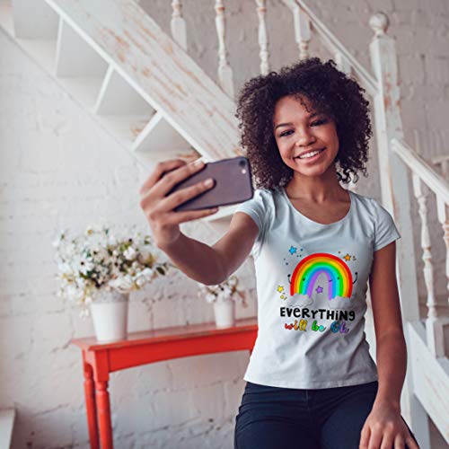 lepni.me Camiseta Mujer Todo Estará Bien Andrà Tutto Bene Arcoiris de la Esperanza (Medium Azul Multicolor)