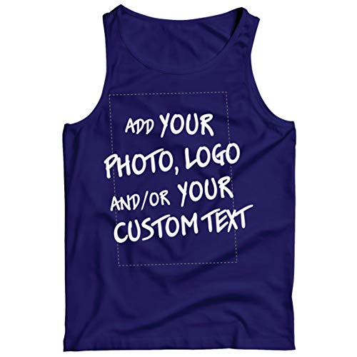 lepni.me Camisetas de Tirantes para Hombre Regalo Personalizado, Agregar Logotipo de la Compañía, Diseño Propio o Foto (Medium Azul Multicolor)