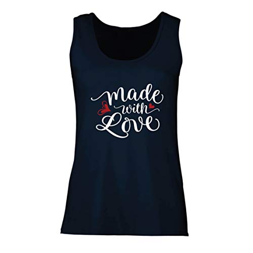 lepni.me Camisetas sin Mangas para Mujer Hecho con Amor Sentirse Especial, Divertido e Inspirador (Medium Azul Multicolor)