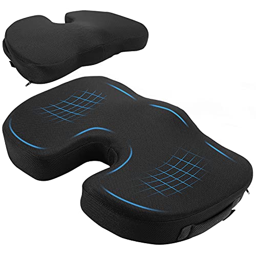 Levesolls Cojín Coxis de Espuma Memoria Cojin Silla Oficina Cojín de Asiento para Coche, Sillas Gaming, Rueda, Funda Lavable