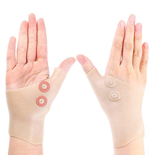 LHKJ 2 Pieces Guantes de Artritis de Muñeca, Soporte de Silicona para Muñeca y Pulgar, Corrector de Presión de Artritis, Guantes de Masaje para aliviar el Dolor