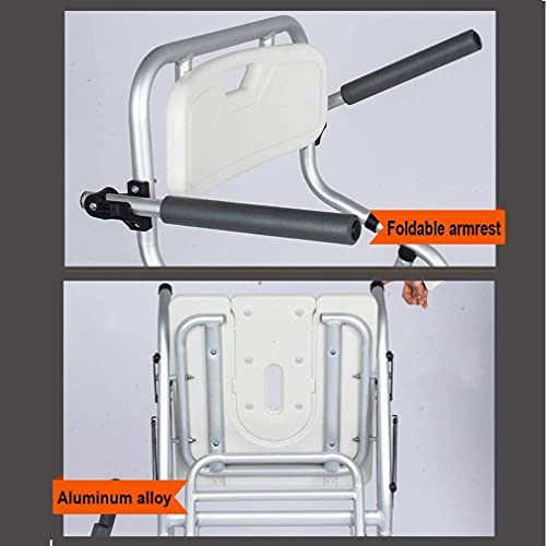 LHZHG Silla de baño con Inodoro Silla de Ducha móvil con Frenos Silla de Ducha con reposabrazos Silla de Ducha con Ruedas Silla de Transporte para Embarazadas, Ancianos y discapacitados - 120 kg