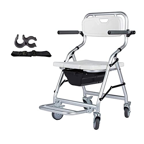 LHZHG Silla de baño con Inodoro Silla de Ducha móvil con Frenos Silla de Ducha con reposabrazos Silla de Ducha con Ruedas Silla de Transporte para Embarazadas, Ancianos y discapacitados - 120 kg