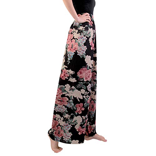 Libella Mujeres Tallas Grandes Llanura Abocinado Palazzo Anchos Pierna Pantalones Pantalones Holgados para Mujer Negro Modelo B