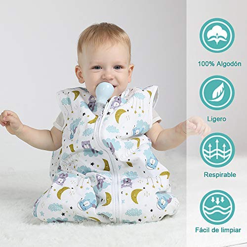 Licitn Saco de Dormir para Bebé - 2.5 TOG Saco de Dormir Unisex para Bebés，Longitud Ajustable para Bebé (Azul, 18-36Meses(90-110cm))