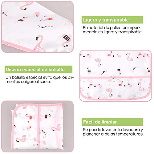 Lictin Baberos Bebe Impermeables- 5 Pcs Baberos Bebe con Mangas con Escote Ajustable, Baberos Bebe Impermeables con Mangas para Bebes de 0-24 Meses