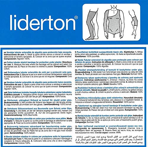 Liderton nº 6 - Vendaje Tubular Extensible de Algodón, punto grueso, para Piernas adulto y cabeza - 1 rollo de 10 m.