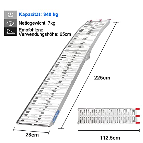 LIEKUMM 228 cm plegable de una sola rampa para todoterreno, motocicleta, camión, tienda, capacidad de carga 340 kg