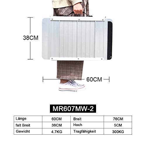 Liekumm Rampa de umbral antideslizante plegable portátil de aluminio para umbrales, escaleras (MR607MW-2) (L60 x 76 x 5 cm)