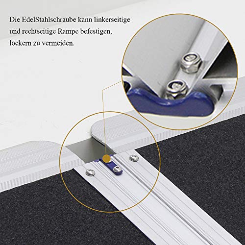 Liekumm Rampa de umbral antideslizante plegable portátil de aluminio para umbrales, escaleras (MR607MW-2) (L60 x 76 x 5 cm)