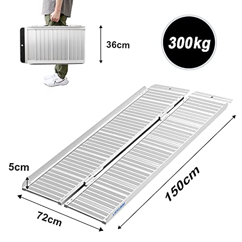 LIEKUMM Rampa para umbrales, 150 cm, para silla de ruedas, para casas, peldaños, escaleras, puertas, para personas con discapacidad, capacidad de hasta 300 kg (MR607-5)