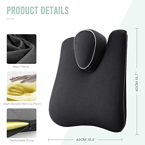 Lifoyo Cojín Lumbar, Respaldo Lumbar para Silla, Cojín Lumbar Silla Oficina con Esponja Memoria, Cojin Lumbar Coche,Cojín Respaldo Ergonómico para Automóvil