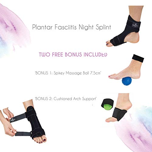 Limber Stretch Fascitis plantar Férula dorsal nocturna | Alivio del dolor en el talón | Se incluye soporte de arco y rodillo para masaje de pies gratis | Férula ortopédica para caída del pie