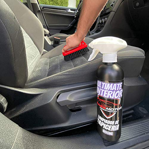 Limpia Tapicería Textil y Alcántara para Asientos Alfombrillas Coche con Manchas Limpiador Interior de Coches Espuma con Cepillo Incluido Uso Fácil Aroma a Nuevo BassMotor - Ultimate Interior 500ml