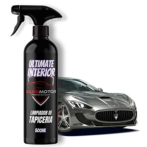 Limpia Tapicería Textil y Alcántara para Asientos Alfombrillas Coche con Manchas Limpiador Interior de Coches Espuma con Cepillo Incluido Uso Fácil Aroma a Nuevo BassMotor - Ultimate Interior 500ml