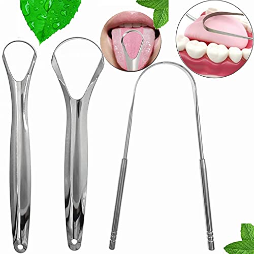 Limpiador de raspador de Lengua para Adultos de Grado quirúrgico de Acero Inoxidable Lengua de Metal Cepillo Kit Dental Eliminar el Mal Aliento (Color : 1pc U Shape Scraper)