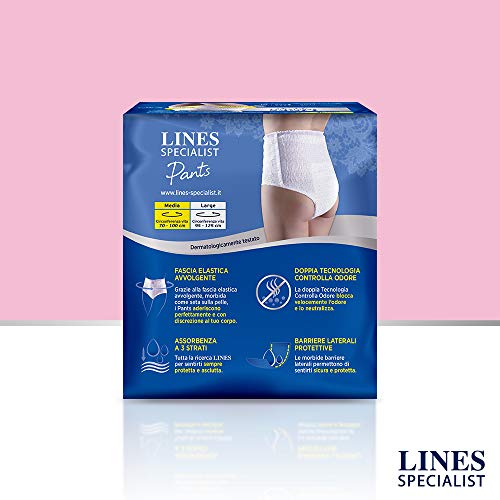 Lines Specialist Pants Plus - Braguitas absorbentes para incontinencia, 2 Paquetes de 8 Unidades.