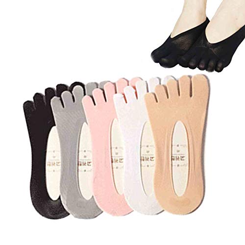 LINPING 5PCS Calcetines de compresión ortopédicos Calcetines de dedo del pie para mujer Forro de corte ultrabajo con lengüeta de gel