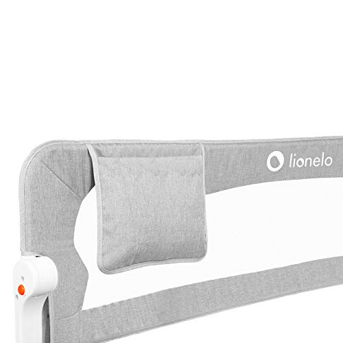 Lionelo Eva Barrera para la cama 150 x 35 x 42 Cinturones de seguridad SecureBelt Bloqueo Standsafe Compacta Malla transpirable Montaje sencillo Gris melange