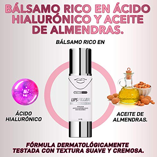 LIPS FILLER | Rellenador, hidratante y regenerador labial | Exclusivo tratamiento con Ácido Hialurónico | Luce labios más carnosos y voluminosos | Efecto Anti-Edad para labios | 50ml