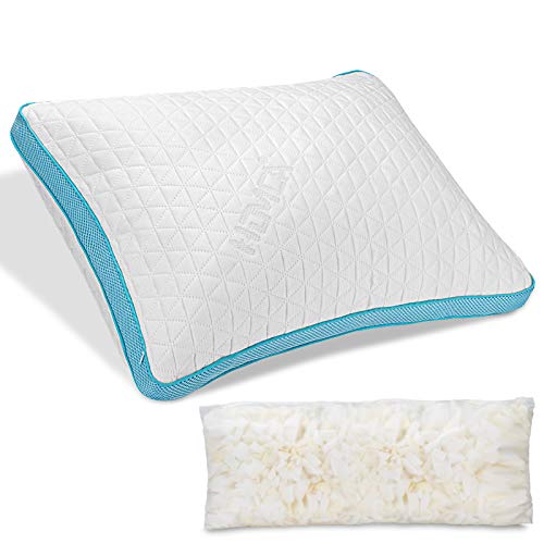 LITSPOT Almohada Cervical - Almohada Ergonómica con Memoria de Forma, Almohada Cervical con Alturas Ajustables (Azul Blanco, 66*51cm)