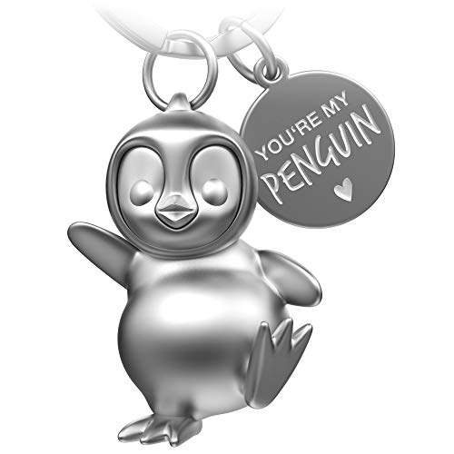 Llavero con pingüino de FABACH Breezy – amuleto la suerte, regalo para novia o novio, pareja, llavero cumpleaños, aniversario Grabado You're My Penguin, Plata (mate). (Plateado) - FB_BREEZY_SI