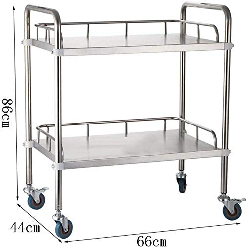 Lloow Carro médico, acero inoxidable, para uso hospitalario, carro pequeño, multifuncional de cirugía/instrumentos/instrumentos/fisioterapia carro 2020,66 * 44cm